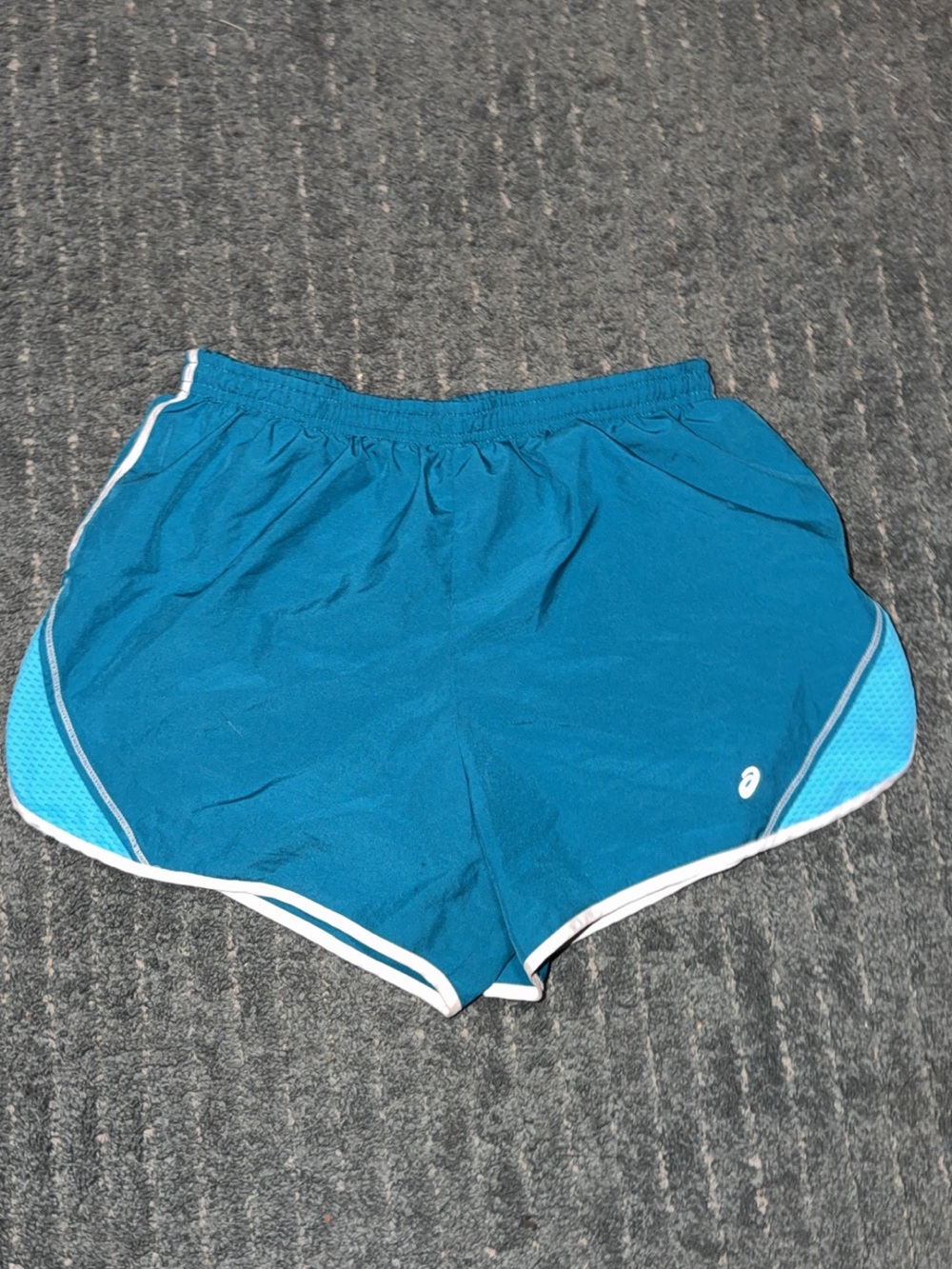 Asics Teal Athletic Running Shorts with White Trim